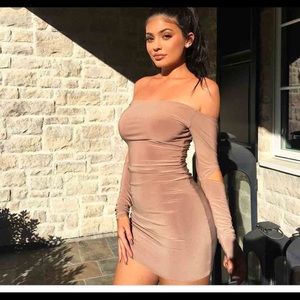 Off the shoulder nude sexy dress